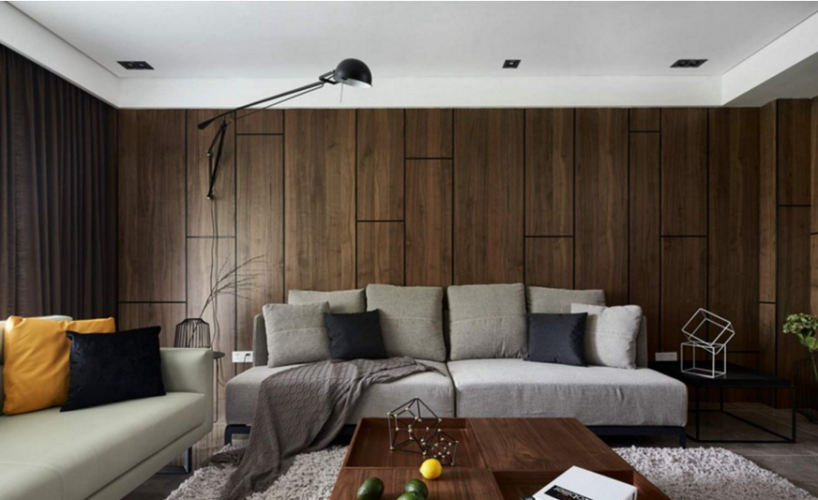 极简朴实北欧风格80平米二居室客厅背景墙装修效果图