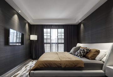 奢华典雅现代简约风格120平米复式loft卧室窗帘装修效果图