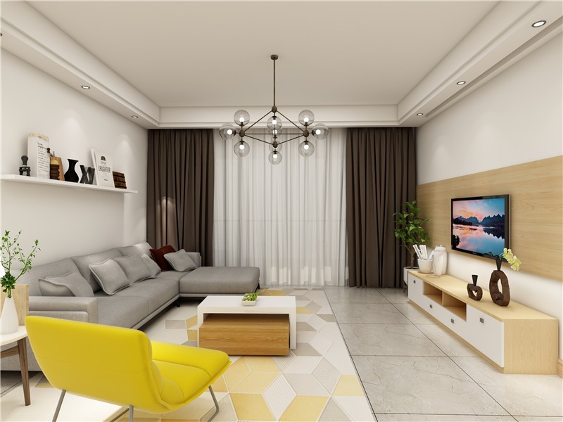 清新自然的北欧风格140平米四居室客厅装修效果图