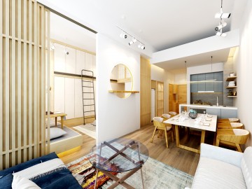 怡然自得的日式风格40平米一居室装修效果图