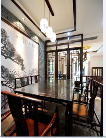 华丽壮观中式风格220平米别墅餐厅吊顶装修效果图