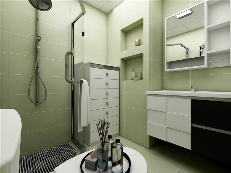 舒适通透的现代简约风格40平米一居室卫生间浴室柜装修效果图