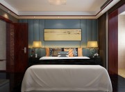 温馨中式风格100平米复式loft卧室背景墙装修效果图