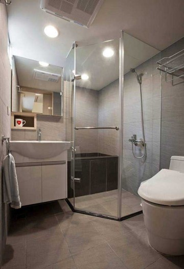 自然中式风格50平米小户型卫生间浴室柜装修效果图