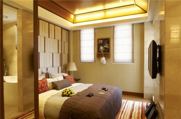 雅致的东南亚风格120平米复式卧室窗户装修效果图