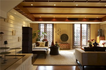 雅致的东南亚风格120平米复式客厅装修效果图