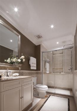 和谐惬意的美式风格120平米复式loft卫生间浴室柜装修效果图