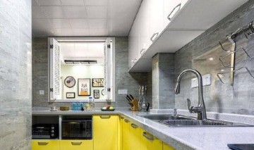 明亮宽敞美式风格100平米二居室厨房橱柜装修效果图