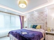 浪漫多彩美式风格130平米三居室卧室窗帘装修效果图