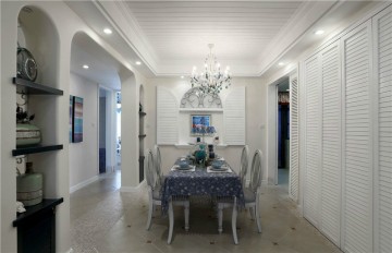 蓝白色的地中海风格140平米三居室餐厅装修效果图