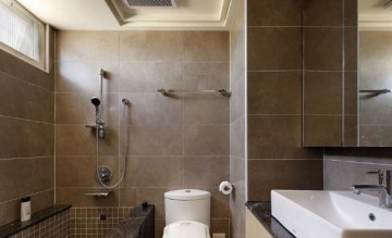 米色极简中式风格50平米小户型卫生间浴室柜装修效果图