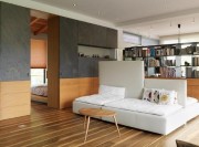 静谧自然日式风格200平米别墅客厅背景墙装修效果图