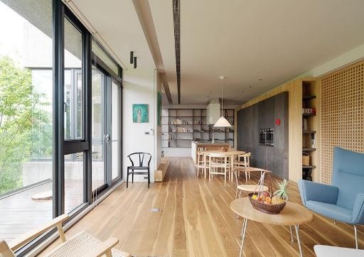 静谧自然日式风格200平米别墅客厅吊顶装修效果图
