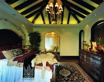 褐色雅致的东南亚风格160平米别墅卧室吊顶装修效果图