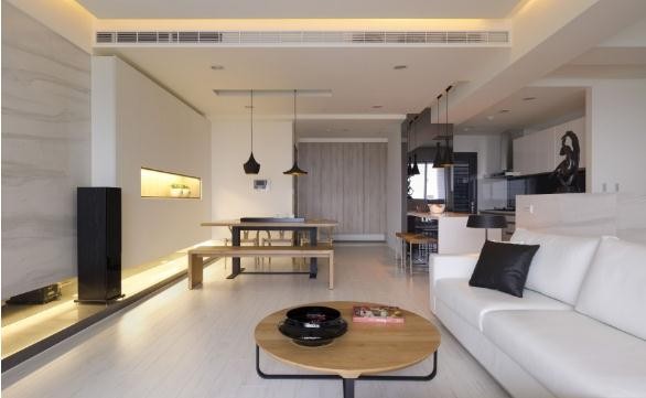 简约清新日式风格90平米四居室客厅吊顶装修效果图