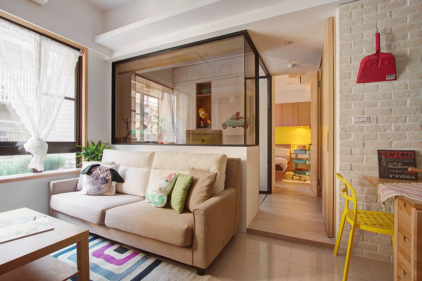 创意日式风格80平米一居室客厅窗帘装修效果图