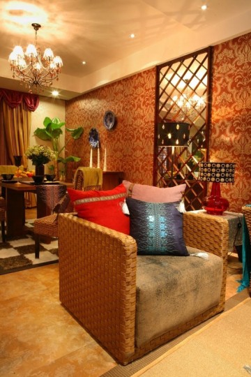 色彩靓丽的东南亚风格80平米二居室装修效果图