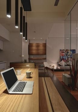 平凡简洁日式风格90平米公寓书房吧台装修效果图