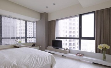简约清新日式风格90平米四居室卧室飘窗装修效果图