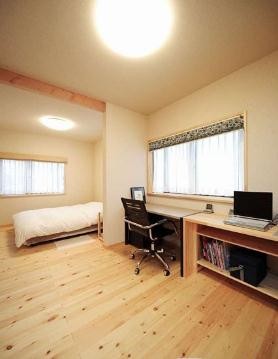 温润舒适的日式风格100平米复式loft书房背景墙装修效果图