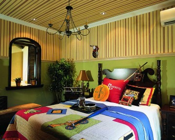 褐色雅致的东南亚风格160平米别墅卧室装修效果图