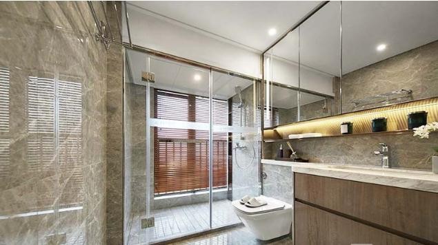 灰色调新古典风格70平米一居室卫生间浴室柜装修效果图