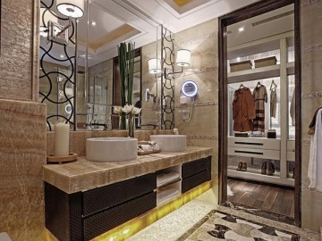 唯美奢华中式风格140平米四居室卫生间浴室柜装修效果图
