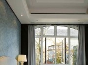 优雅清新中式风格220平米别墅卧室飘窗装修效果图