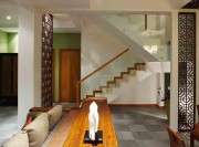 古典韵味中式风格120平米复式loft客厅楼梯装修效果图