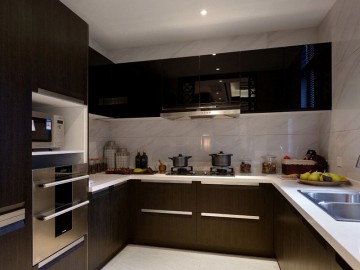 现代华丽新中式风格140平米四居室厨房橱柜装修效果图
