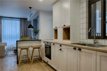 宁静的北欧风格公寓厨房橱柜装修效果图