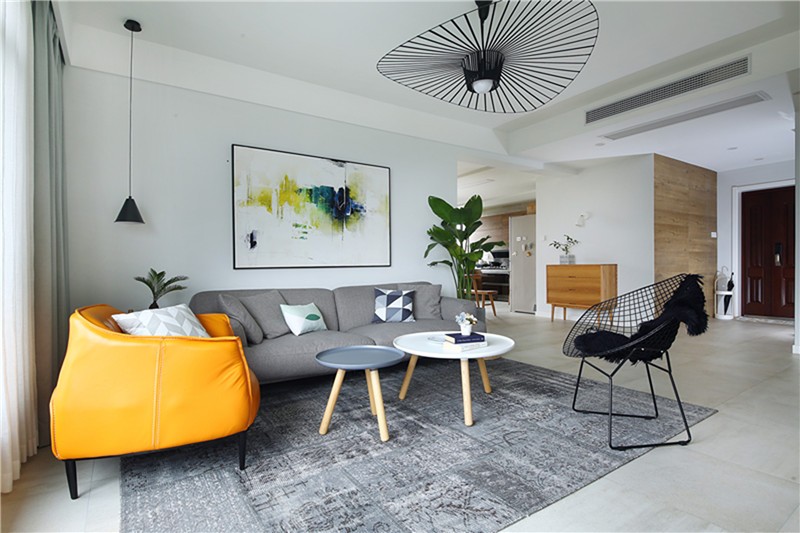 简洁质朴的北欧风格150平米四居室客厅装修效果图