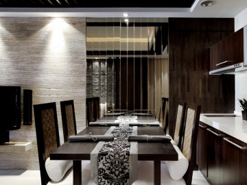 玲珑新古典70平米小户型餐厅背景墙装修效果图
