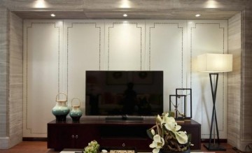 高雅温润新古典风格80平米一居室客厅电视背景墙装修效果图