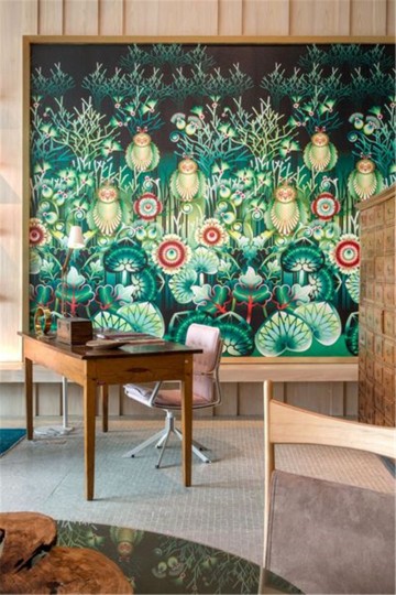多彩的东南亚风格一居室书房背景墙装修效果图