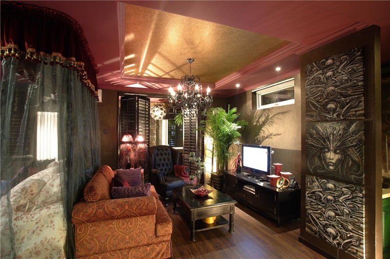 神秘色彩的东南亚风格一居室客厅装修效果图