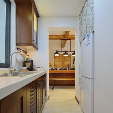 精致紧凑新古典风格70平米一居室厨房橱柜装修效果图