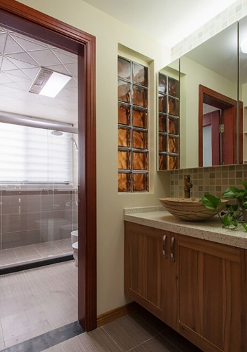 精致典雅中式风格120平米三居室卫生间浴室柜装修效果图