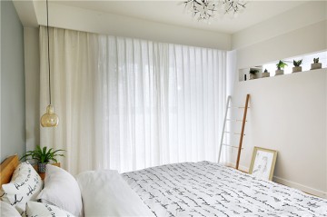 简洁质朴的北欧风格150平米四居室卧室窗帘装修效果图