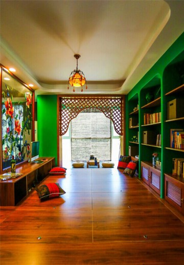 复古的东南亚风格四居室书房装修效果图
