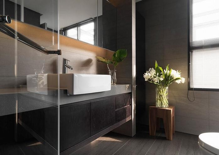 时尚立体现代简约风格120平米复式loft卫生间浴室柜装修效果图