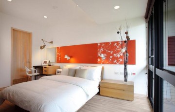 个性休闲现代简约风格50平米公寓卧室背景墙装修效果图