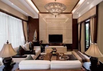 典雅褐色新古典风格120平米公寓客厅电视背景墙装修效果图