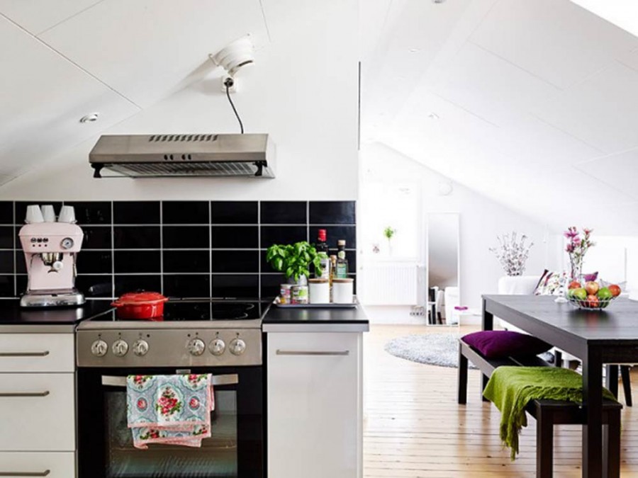 素雅现代简约风格40平米公寓厨房橱柜装修效果图