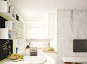 清新自然现代简约风格50平米小户型厨房橱柜装修效果图