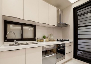 水蓝现代简约风格100平米三居室厨房橱柜装修效果图