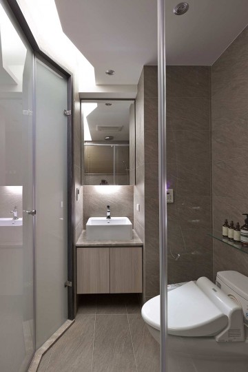 个性粉色现代简约风格50平米小户型卫生间浴室柜装修效果图