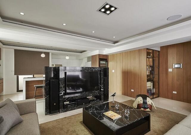 简单精细现代简约风格130平米四居室客厅电视背景墙装修效果图