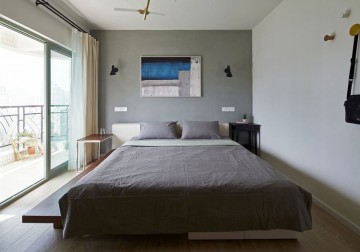 色彩斑斓现代简约风格90平米三居室卧室背景墙装修效果图