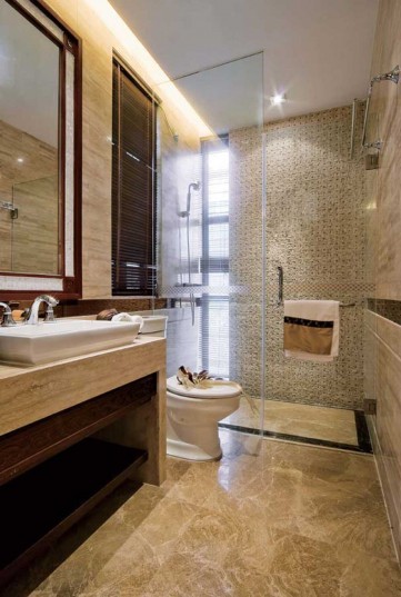 典雅褐色新古典风格120平米公寓卫生间浴室柜装修效果图
